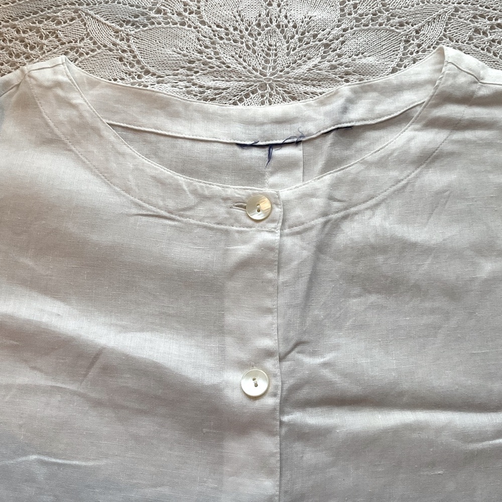 Linen tunic ⭐️ button-up collarless ⭐️ white ⭐️ 1X ⭐️
